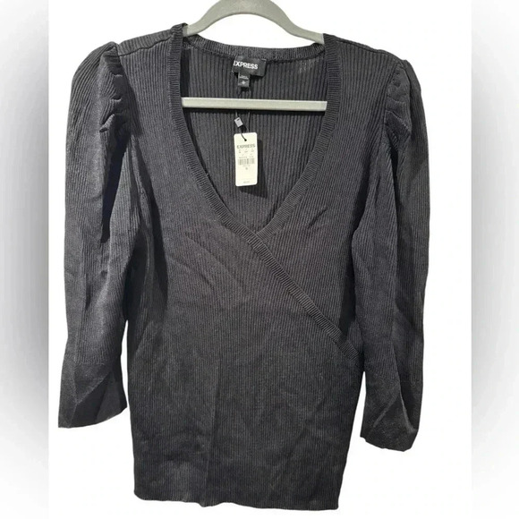 Express Puff Sleeve Wrap Sweater NWT - Picture 1 of 2